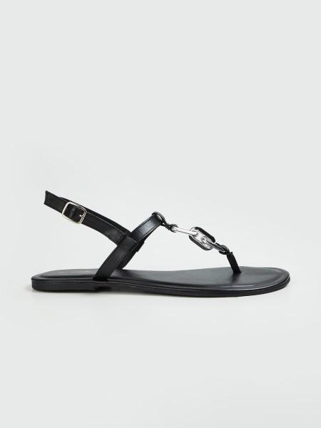 women casual sandal  (black , 6)