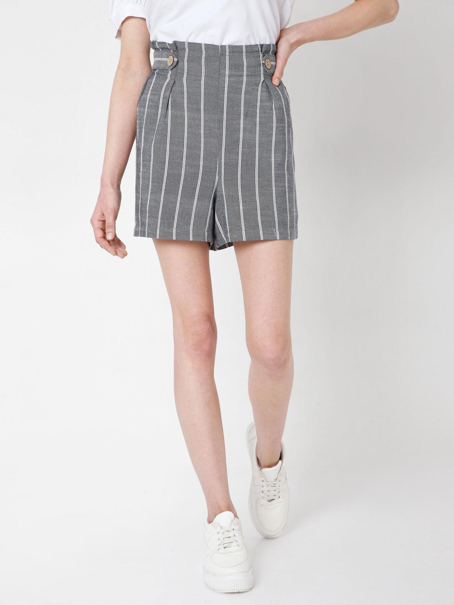 women casual stripes blue shorts