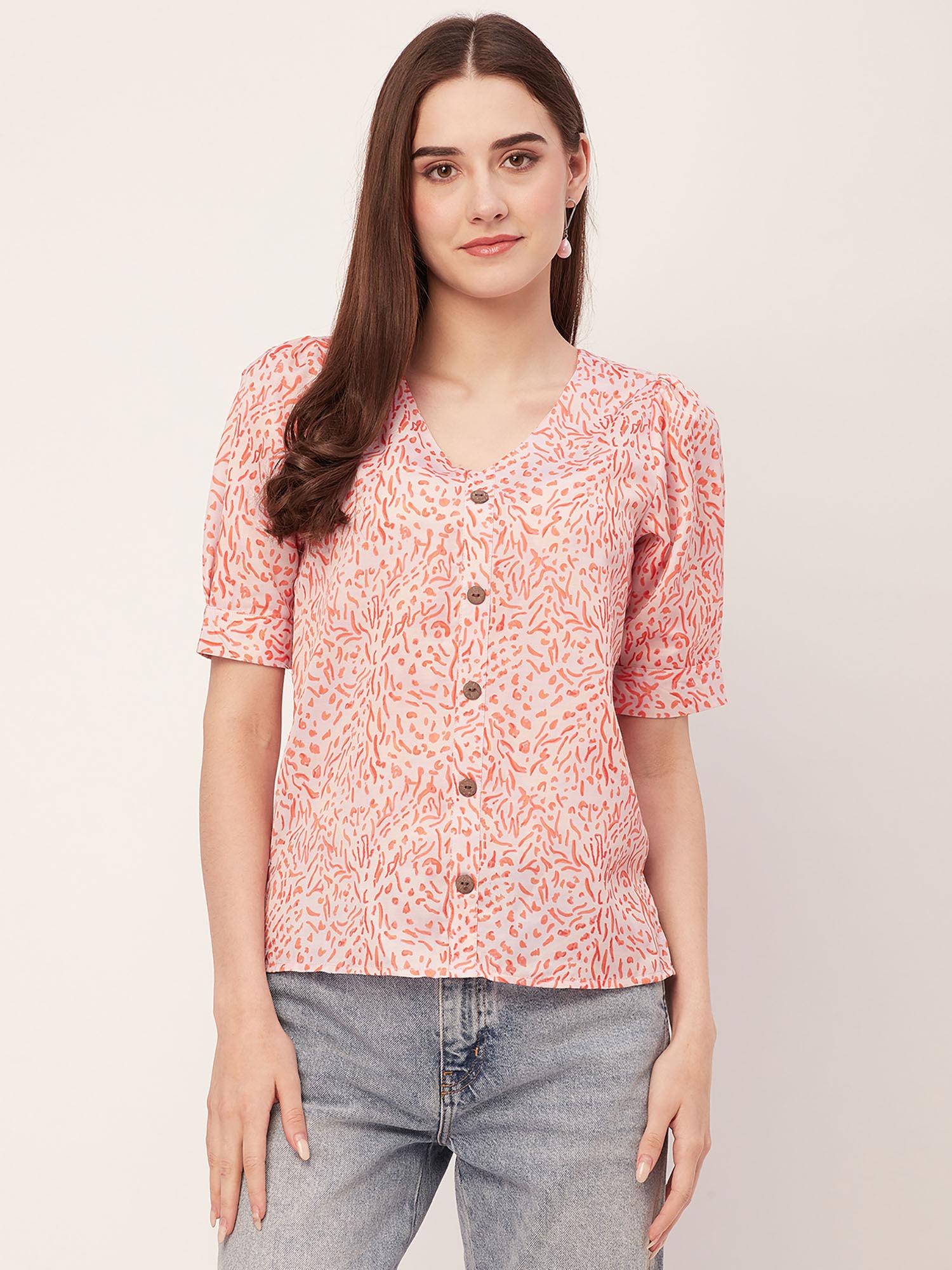 women casual summer printed orange top