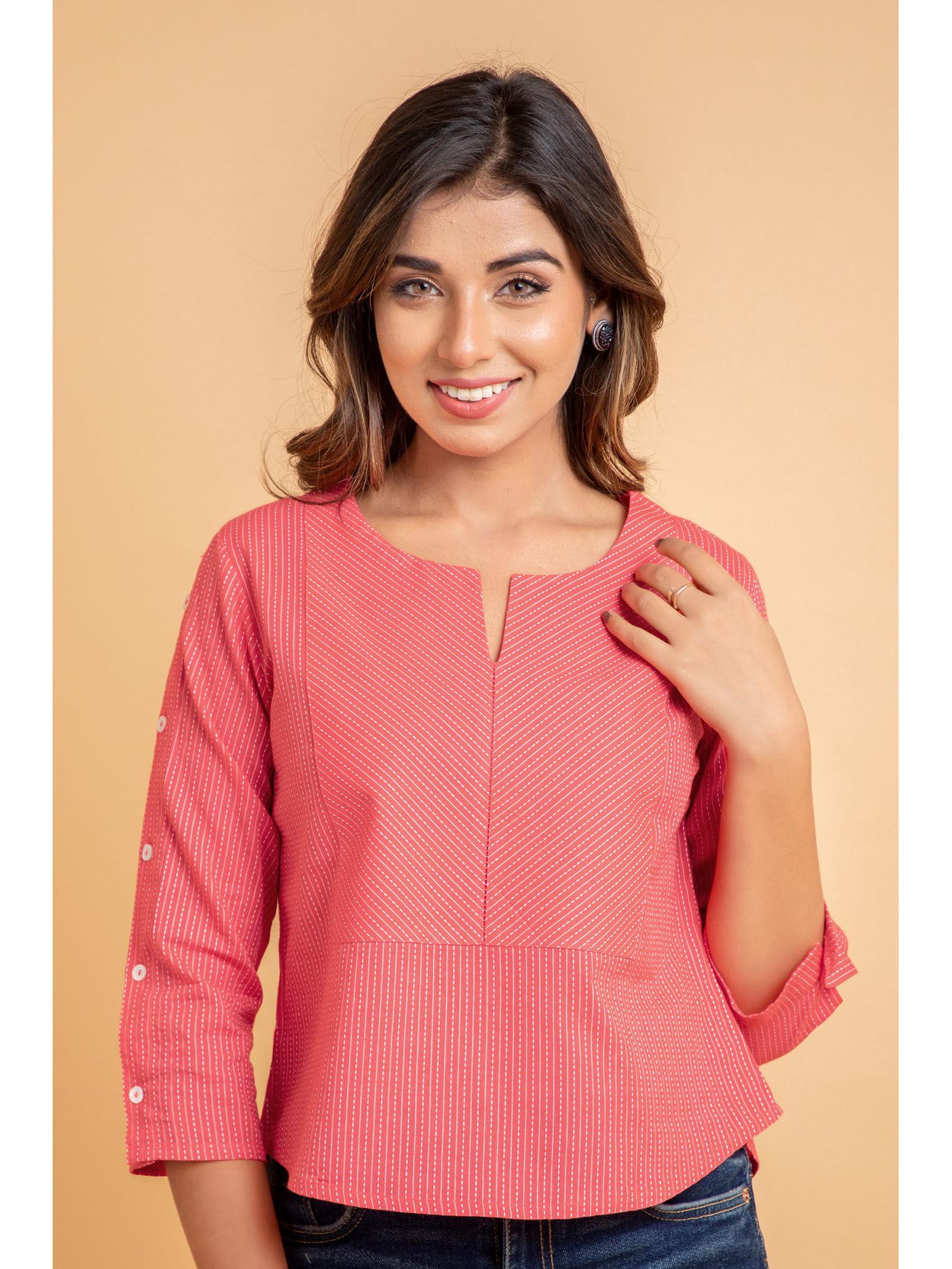 women casual wear dobby top new coral