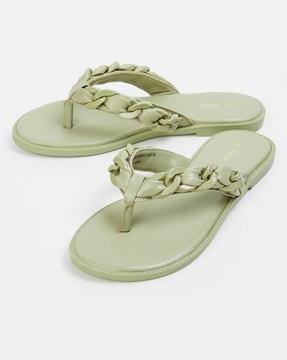 women chain detailed thong flip-flops