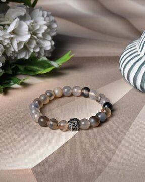 women chalcedony-stone beaded stretch bracelet