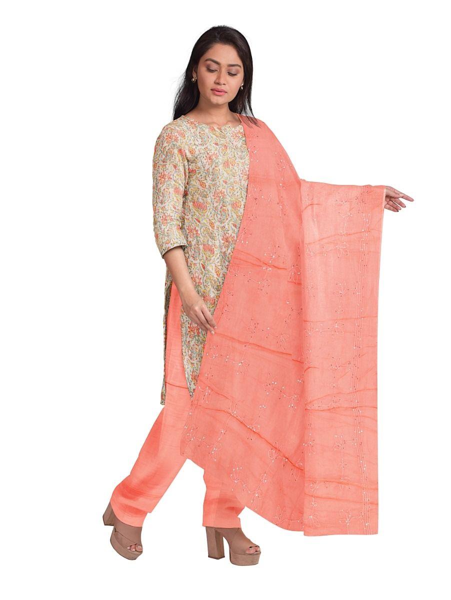 women chanderi cotton multi color dress material - pee2131431