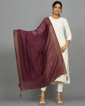 women chanderi dupatta with zari border