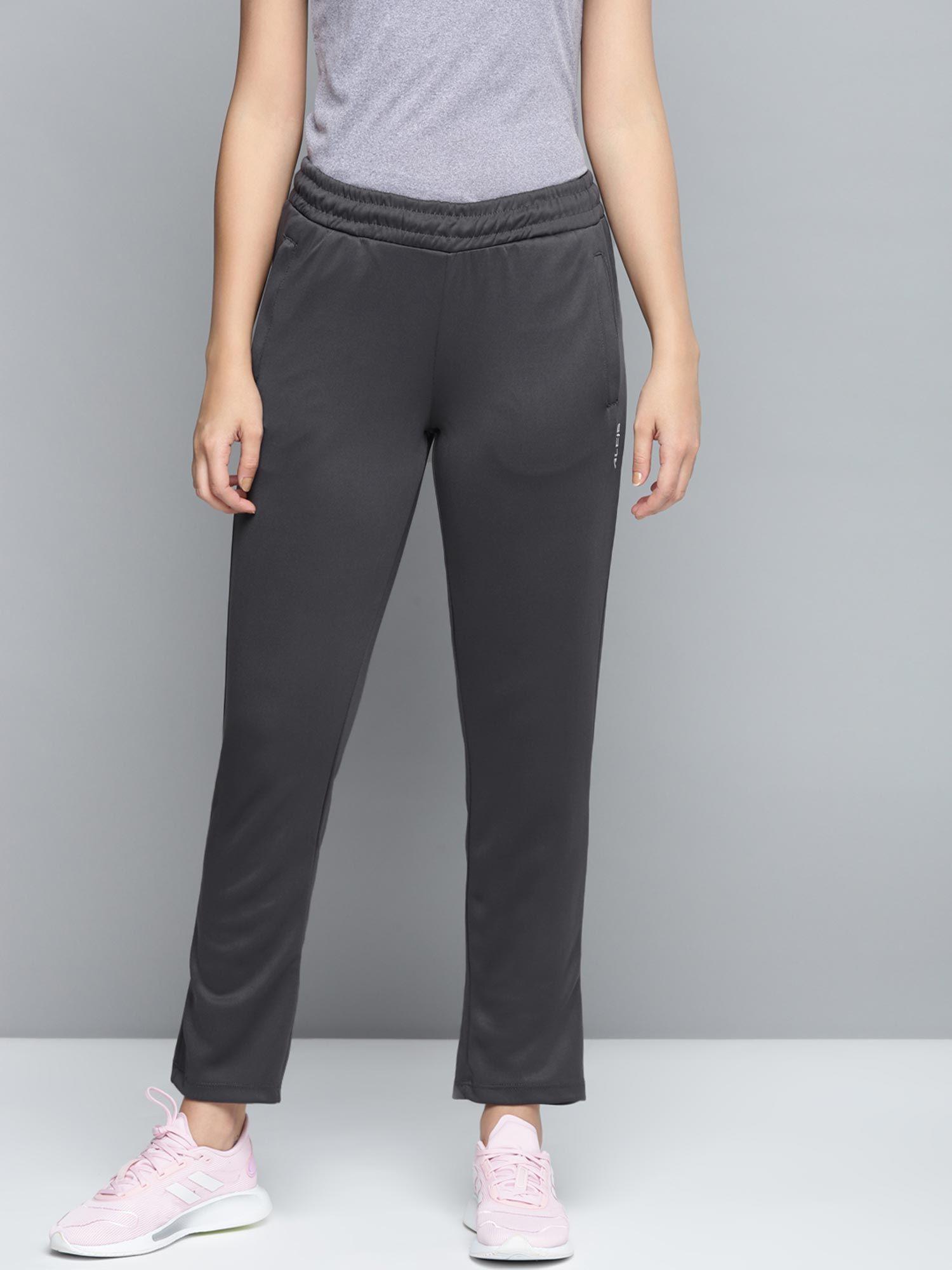 women charcoal grey solid track pants