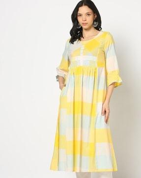 women checked a-line kurta