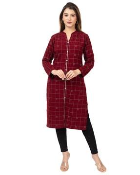 women checked a-line kurti