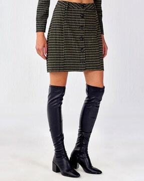 women checked a-line skirt