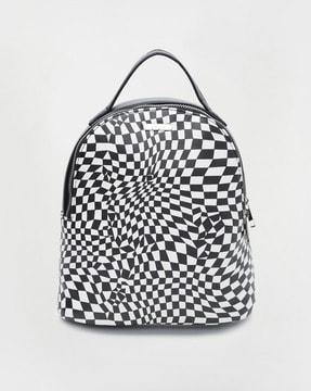 women checked backpack with adjustable straps