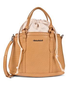 women checked bucket bag