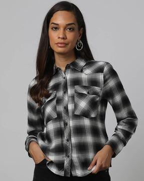 women checked cotton shirt