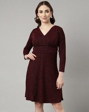 women checked fit & flare dress