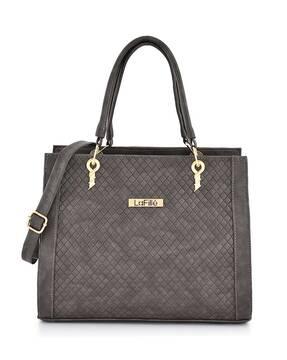 women checked handbag with detachable strap