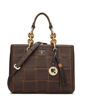 women checked handbag with strap