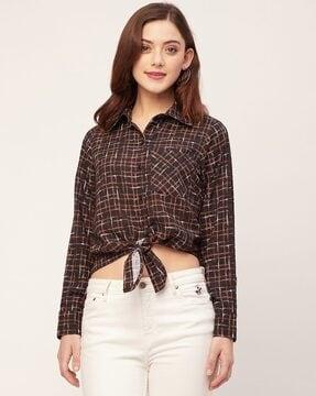 women checked regular fit shirt