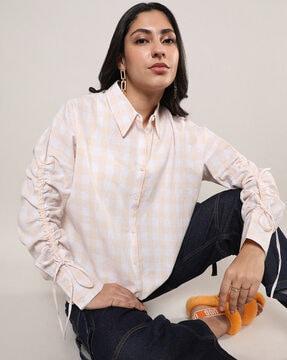 women checked regular fit shirt