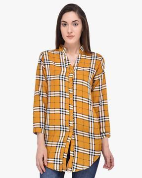 women checked regular fit shirt