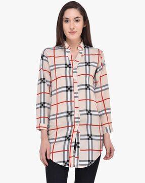 women checked regular fit shirt