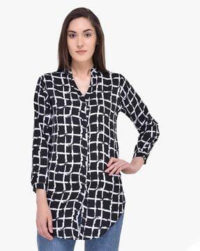 women checked regular fit shirt