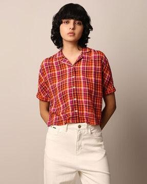 women checked regular fit shirt