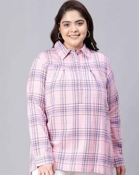 women checked regular fit tunic