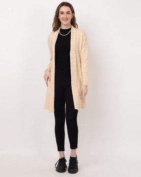 women checked relaxed fit front-open shrug