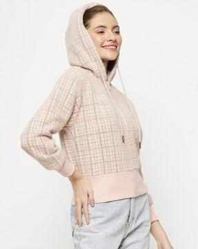 women checked relaxed fit hoodie