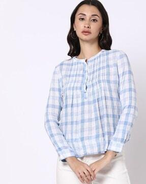 women checked relaxed fit shirt