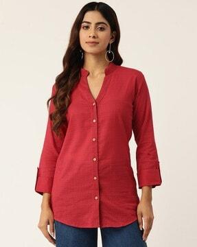 women checked relaxed fit shirt