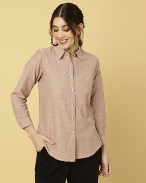 women checked relaxed fit shirt