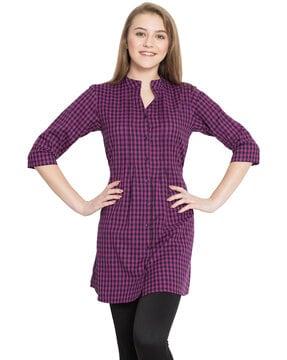 women checked relaxed fit tunic