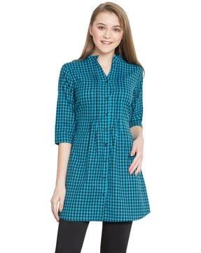 women checked relaxed fit tunic