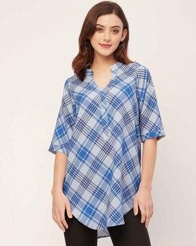 women checked relaxed fit tunic