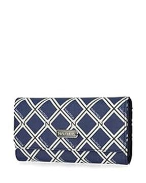 women checked rfid blocking tri-fold wallet