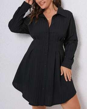 women checked shirt dress with waist tie-up