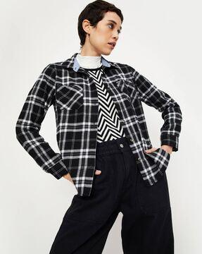 women checked shirt with pockets