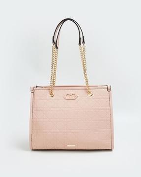women checked shoulder bag with half-chain strap