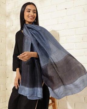 women checked silk stole