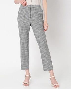 women checked slim fit pants