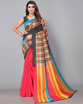 women checks saree with contrast border