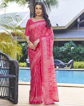 women chevron print cotton saree