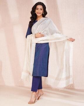 women chevron print cotton silk dupatta