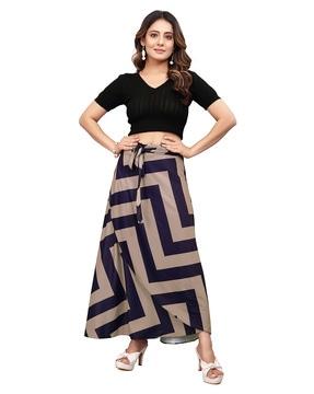 women chevron print ghagra with tie-up