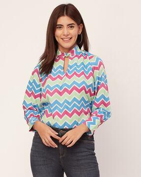 women chevron print regular fit top