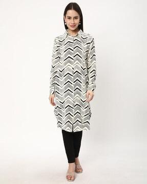 women chevron print regular fit tunic