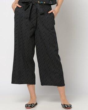 women chevron print relaxed fit palazzos