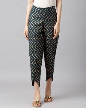 women chevron print relaxed fit pants