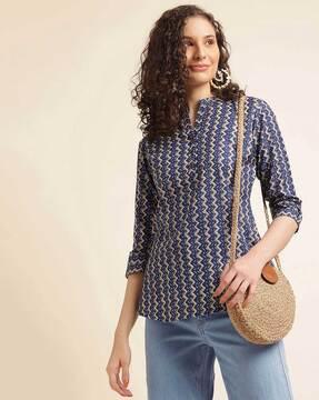 women chevron print relaxed fit top