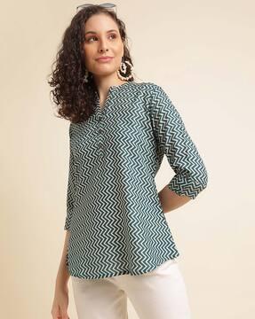 women chevron print relaxed fit top