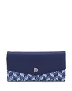 women chevron print rfid blocking tri-fold wallet